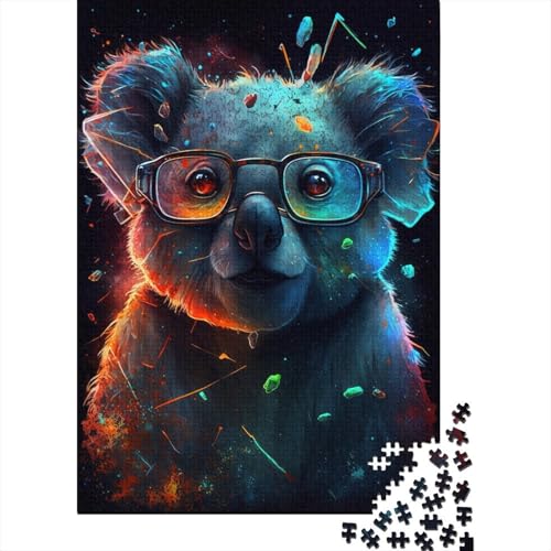 300-teiliges Puzzle für Kinder, Koala mit Brille, Puzzle für Kinder, Holzpuzzle, Lernspiele für Kinder und 300 Teile (40 x 28 cm) von WXMMoney