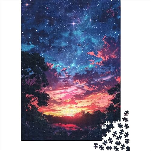 300-teiliges Puzzle für Kinder, Sommersonnenuntergang, Puzzle für Kinder, Holzpuzzle, dekomprimierendes geistiges Lernspielzeug, 300 Stück (40 x 28 cm) von WXMMoney