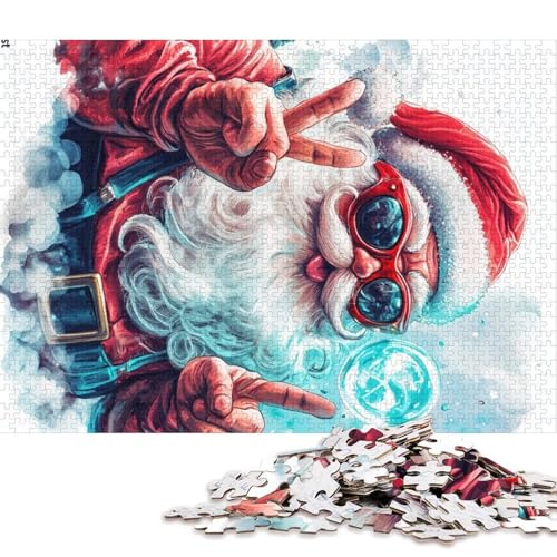 300-teiliges Puzzle für Kinder, Weihnachtsmann-Kunst, kreatives quadratisches Puzzle für Kinder und Holzpuzzle, Lernspiel für Erwachsene, 300 Teile (40 x 28 cm) von WXMMoney