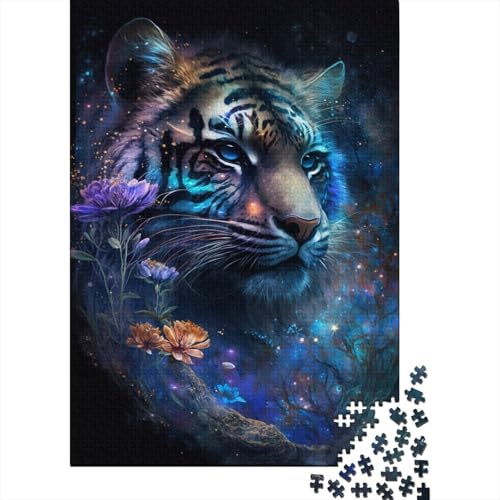 300-teiliges Puzzle für Kinder, Weltraum-Tiger-Blumen-Puzzle, Puzzle für Erwachsene, Familienunterhaltungsspielzeug, 300 Stück (40 x 28 cm) von WXMMoney