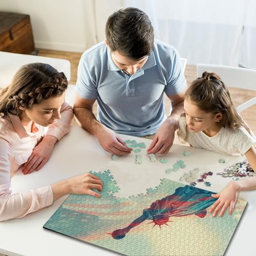 300-teiliges Puzzle mit Bildern der Freiheitsstatue, quadratische Puzzles für Kinder und Holzpuzzles, Heimdekorations-Puzzle 300 Teile (40 x 28 cm) von WXMMoney