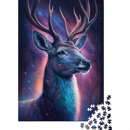 300-teiliges Puzzle mit Galaxie-Tier-Hirsch, kreatives rechteckiges Puzzle für Kinder, große Puzzles für das Familien-Lernspiel, 300 Teile (40 x 28 cm) von WXMMoney