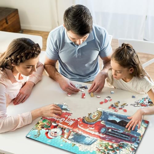 300-teiliges Puzzle mit Weihnachtsmann-Pickup-Truck, quadratische Puzzles für Kinder und Holzpuzzles, Lernspielzeug, Familienspiele, 300 Teile (40 x 28 cm) von WXMMoney