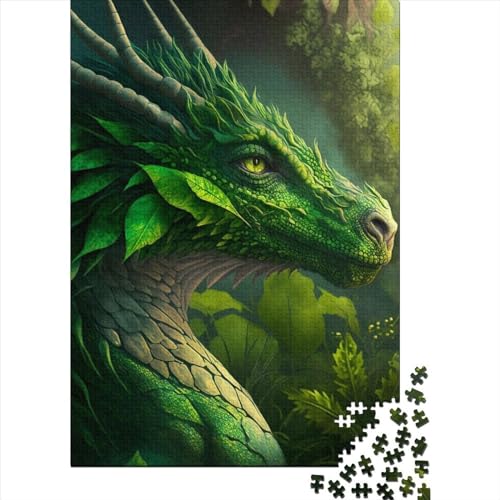 300-teiliges Puzzlespiel „Grüner Blattdrache“, Puzzle aus Holz, Lernspielzeug, 300 Teile (40 x 28 cm) von WXMMoney