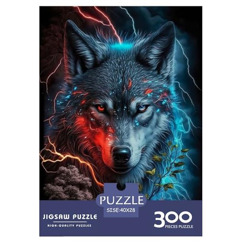 300-teiliges Tierkunst-Wolf-Puzzle für Erwachsene, Holzpuzzle für Erwachsene, Lernspiel, Herausforderungsspielzeug, 300 Stück (40 x 28 cm) von WXMMoney