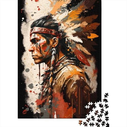 300-teiliges kreatives Puzzle mit Indianer-Kriegern, rechteckiges Puzzle, Lernspielzeug, Kinder, 300 Stück (40 x 28 cm) von WXMMoney