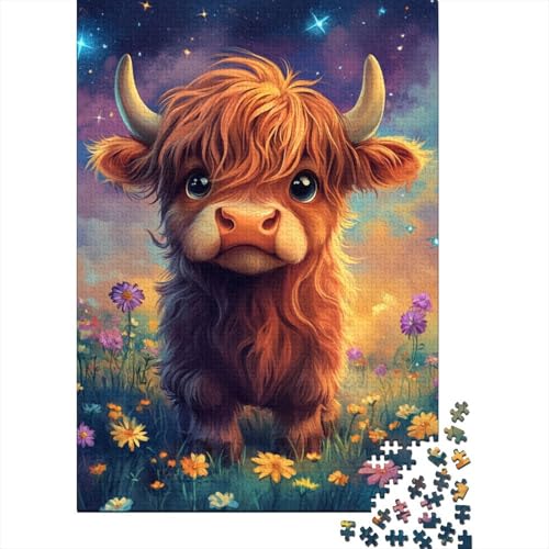 300-teiliges süßes Yak-Baby-Puzzle für Erwachsene, kreatives rechteckiges Puzzle, Holzpuzzle, lustiges Lernspielzeug, 300 Teile (40 x 28 cm) von WXMMoney