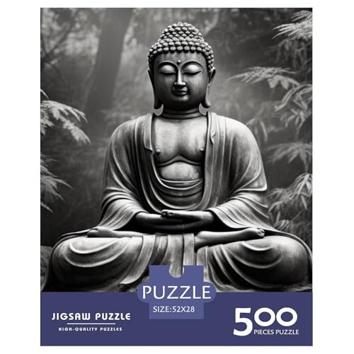 500-teiliges Buddha-Kunst-Puzzle für Erwachsene, Holzpuzzles für Erwachsene, Puzzles für Erwachsene, Lernspiel, Herausforderungsspielzeug, 500 Stück (52 x 38 cm) von WXMMoney