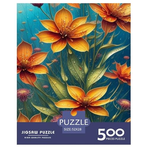 500-teiliges Kunst-Blumen-Puzzle für Erwachsene, Holzpuzzle für Erwachsene, für Familienspaß und Spieleabend, 500 Teile (52 x 38 cm) von WXMMoney