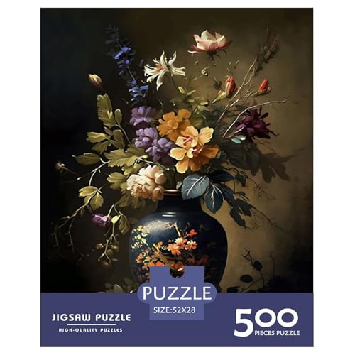 500-teiliges Kunst-Blumen-Puzzle für Erwachsene, Puzzle für Erwachsene, Alter 14+, 500 Teile (52 x 38 cm) von WXMMoney