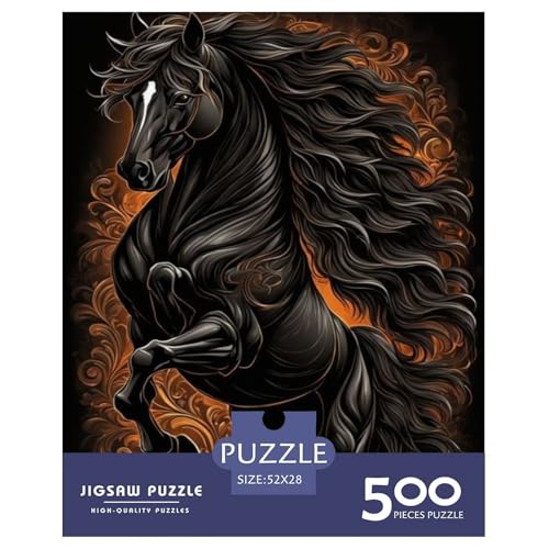 500-teiliges Kunst-Pferd für Erwachsene, schwierige Holzpuzzles, Puzzles für Erwachsene, Lernspiel, Herausforderungsspielzeug, 500 Stück (52 x 38 cm) von WXMMoney