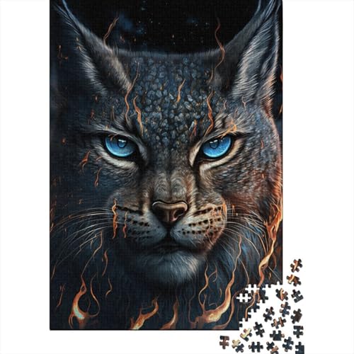 500-teiliges Puzzle, Feuertier-Luchs, kreatives rechteckiges Puzzle, Geschenk für Familienspiel, Freunde, 500 Teile (52 x 38 cm) von WXMMoney