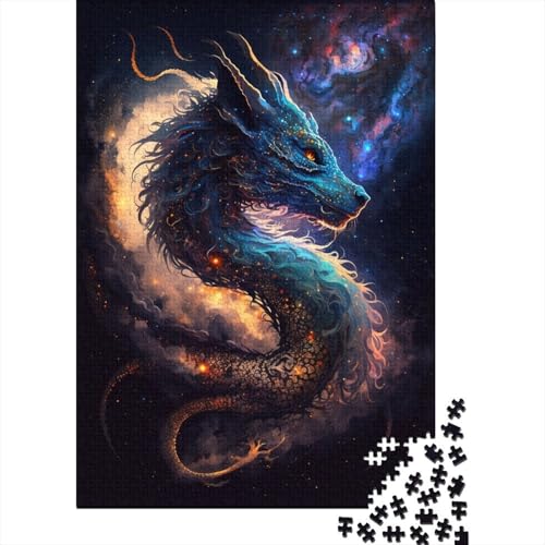 500-teiliges Puzzle, Galaxie, chinesischer Drache, rechteckiges Puzzle, schwieriges und anspruchsvolles Holzbrett-Puzzle, 500 Teile (52 x 38 cm) von WXMMoney