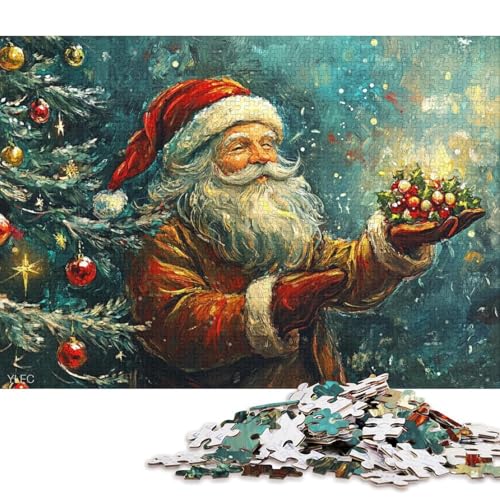 500-teiliges Puzzle, Kunst, Weihnachtsmann, kreatives quadratisches Puzzle für Kinder und Holzpuzzle, Spielzeug, Denkspiel, 500 Teile (52 x 38 cm) von WXMMoney