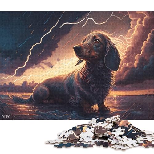 500-teiliges Puzzle, Kunst-Dackel-Hundepuzzle für Kinder und Holzpuzzle, Lernpuzzle, Familienspiel, 500 Teile (52 x 38 cm) von WXMMoney