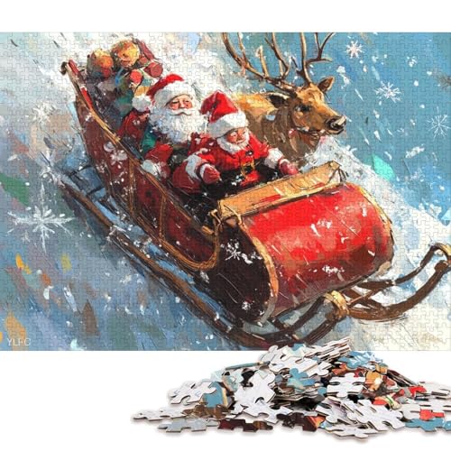 500-teiliges Puzzle, Kunst-Weihnachtsmann-Puzzle, Holzpuzzle, Familienaktivität, 500 Stück (52 x 38 cm) von WXMMoney