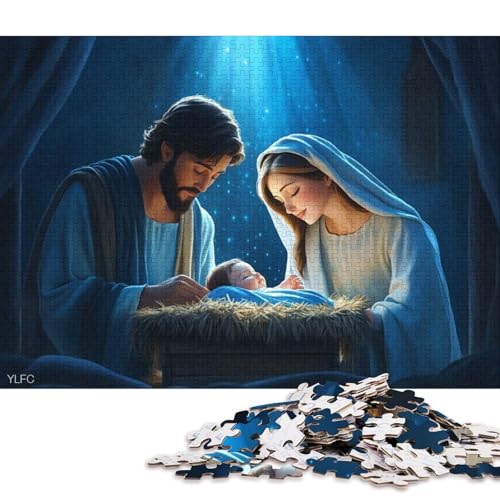 500-teiliges Puzzle, Kunstwerk „Die Geburt Jesu“, kreatives quadratisches Puzzle für Kinder und Holzpuzzle, Lernspielzeug, 500 Teile (52 x 38 cm) von WXMMoney