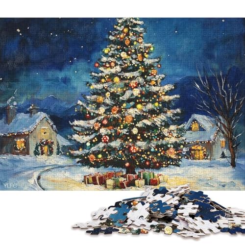 500-teiliges Puzzle, Ölgemälde, Weihnachtsbaum-Puzzles für Kinder, Holzpuzzles, Lernspiele für Kinder und 500 Teile (52 x 38 cm) von WXMMoney