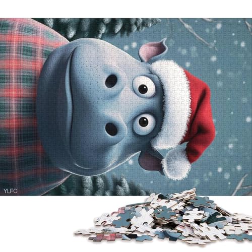 500-teiliges Puzzle, Weihnachts-Nilpferd-Puzzle, Holzpuzzle, Lernspiel für Erwachsene, 500 Teile (52 x 38 cm) von WXMMoney