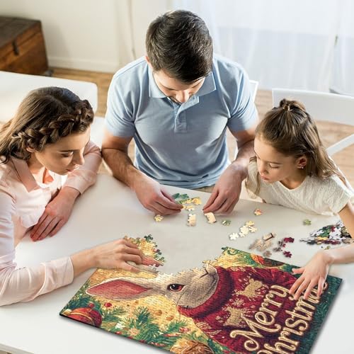 500-teiliges Puzzle, Weihnachtshase, kreatives quadratisches Puzzle für Kinder und Holzpuzzle, Spielzeug, Denkspiel, 500 Teile (52 x 38 cm) von WXMMoney