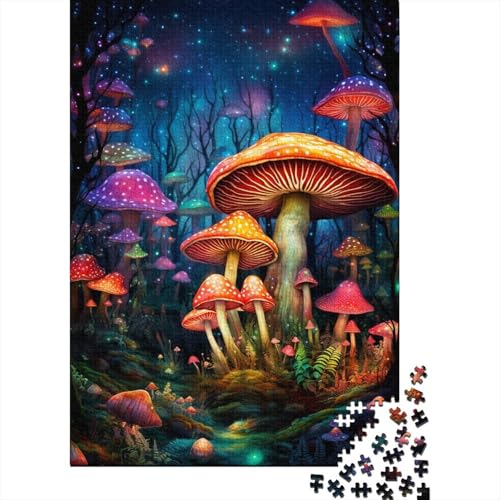 500-teiliges Puzzle, farbenfrohe Pilzkunst, rechteckiges Puzzle, schwieriges und anspruchsvolles Holzbrett-Puzzle, 500 Teile (52 x 38 cm) von WXMMoney