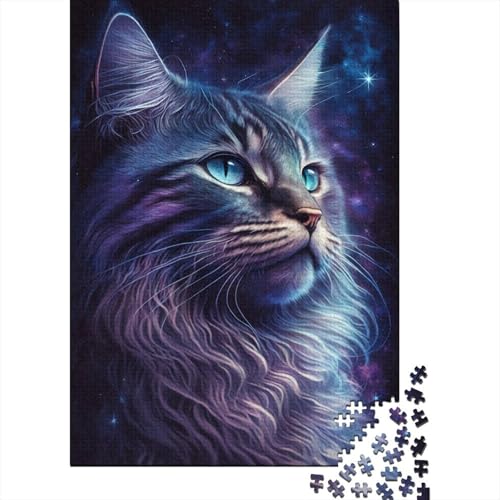 500-teiliges Puzzle, kosmisches Maine-Coon-Katzen-Puzzle, Heim-Wanddekoration, pädagogisches Spielzeug, Familienspiel, 500 Stück (52 x 38 cm) von WXMMoney