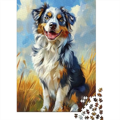 500-teiliges Puzzle „Australian Shepherd“ für Kinder, Spielzeug, Herausforderungsspiel, Puzzle, kreative Puzzles, Wanddekoration (52 x 38 cm) von WXMMoney