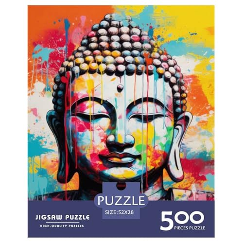 500-teiliges Puzzle „Buddha-Kunst für Erwachsene“, schwieriges Puzzle für Erwachsene, Lernspiel, Herausforderungsspielzeug, 500 Stück (52 x 38 cm) von WXMMoney