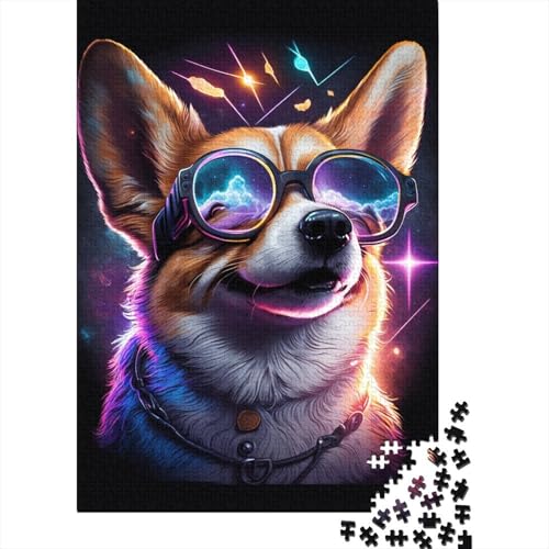 500-teiliges Puzzle „Corgi mit Brille“, für Erwachsene, kreatives rechteckiges Puzzle, lustiges Lernspielzeug, 500 Teile (52 x 38 cm) von WXMMoney