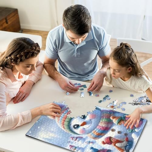 500-teiliges Puzzle „Frohe Weihnachten“, kreatives quadratisches Puzzle für Kinder, Holzpuzzle für Kinder, Lernspiel, Herausforderungsspielzeug (52 x 38 cm) von WXMMoney