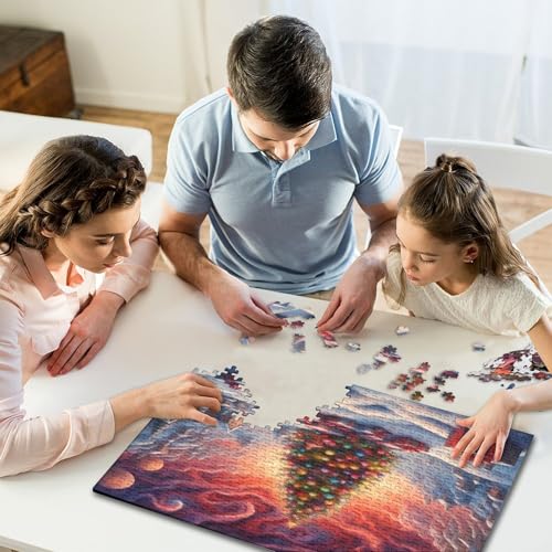 500-teiliges Puzzle „Frohe Weihnachten“, kreatives quadratisches Puzzle für Kinder und Holzpuzzle, anspruchsvolles Spiel, 500 Teile (52 x 38 cm) von WXMMoney