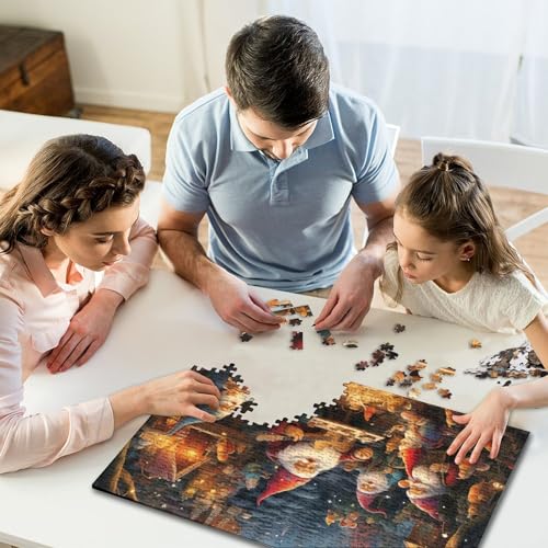 500-teiliges Puzzle „Frohe Weihnachten“, quadratisches Puzzle für Kinder, Holzpuzzle, Lernspielzeug, 500 Teile (52 x 38 cm) von WXMMoney