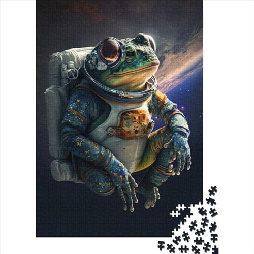 500-teiliges Puzzle „Frosch-Weltraum-Astronaut6“ für Erwachsene und Teenager. Holzpuzzle für Erwachsene und Teenager. Lustiges Puzzle 500 Teile (52 x 38 cm) von WXMMoney