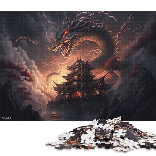 500-teiliges Puzzle „Japanischer Tempel mit Drachen“, quadratisches Puzzle für Kinder und Holzpuzzle, Puzzle als Geschenk, 500 Teile (52 x 38 cm) von WXMMoney