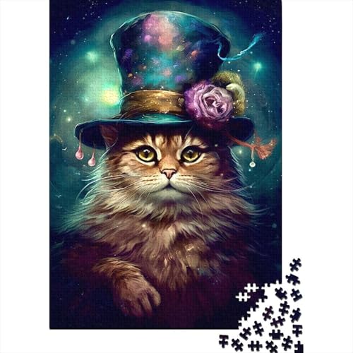 500-teiliges Puzzle „Magische Katze“, Puzzle für Kinder, Holzbrettpuzzle, anspruchsvolles Spiel, 500 Teile (52 x 38 cm) von WXMMoney