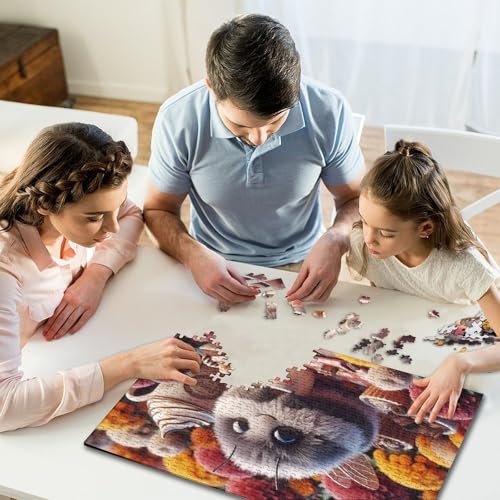 500-teiliges Puzzle „Süße Biene im Weihnachtskostüm“, kreatives quadratisches Puzzle für Kinder und Holzpuzzle, anspruchsvolles Spiel, 500 Teile (52 x 38 cm) von WXMMoney