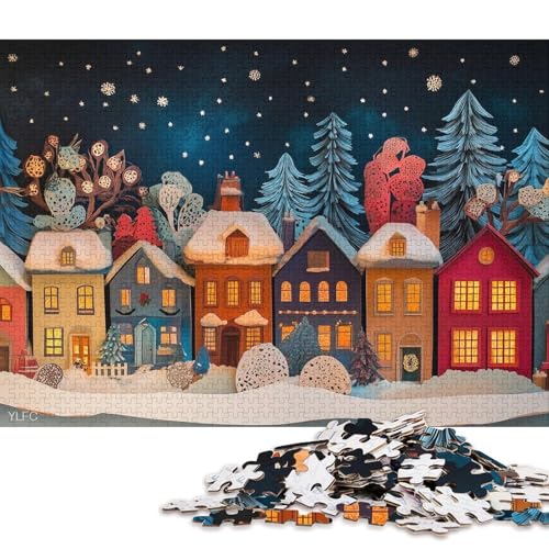 500-teiliges Puzzle „Weihnachtsstadtplatz“ für Kinder und Holzpuzzle, Heimdekorations-Puzzle, 500 Teile (52 x 38 cm) von WXMMoney