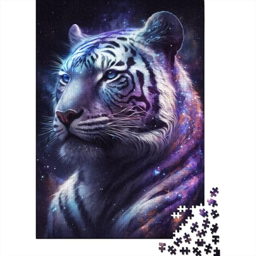 500-teiliges Puzzle „Weißer Tiger, Galaxie“, Puzzle zum Zusammenbauen, Spielzeug, interaktives Familienspiel, 500 Teile (52 x 38 cm) von WXMMoney