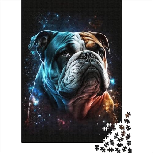 500-teiliges Puzzle für Erwachsene, Weltraum-Farb-Bulldogge, Puzzles für Kinder, Puzzles 500-teilig, Spielspielzeug für Kinder, Familienpuzzles, Geschenk, 500 Stück (52 x 38 cm) von WXMMoney