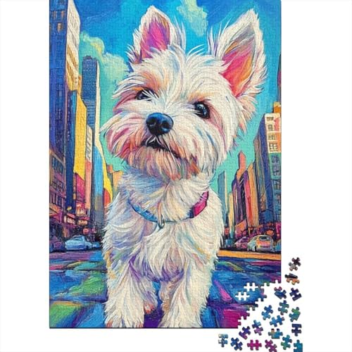 500-teiliges Puzzle für Erwachsene, West Highland White Terrier, Puzzle, Dekompressionsspielzeug, Heimpuzzle, Spielpuzzle, interessantes, 500 Teile (52 x 38 cm) von WXMMoney