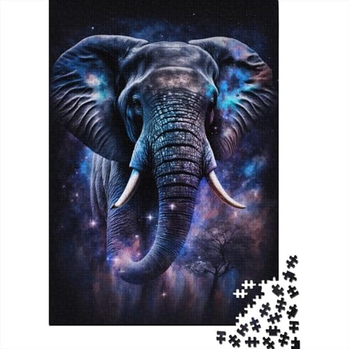 500-teiliges Puzzle für Erwachsene mit Galaxie-Elefanten-Motiv, Holzpuzzle, pädagogisches Denkspiel, lustiges Familienspiel, 500 Teile (52 x 38 cm) von WXMMoney