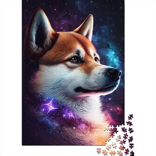 500-teiliges Puzzle für Erwachsene mit dem Motiv „Galaxy Shiba Inu“, Holzpuzzle, pädagogisches Denkspiel, lustiges Familienspiel, 500 Teile (52 x 38 cm) von WXMMoney