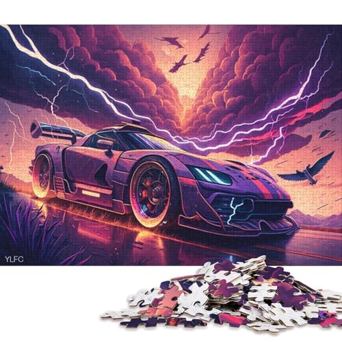 500-teiliges Puzzle für Kinder, Kunst, Sportwagen, kreatives quadratisches Puzzle für Kinder, Holzpuzzle, Heimdekoration, Puzzle 500 Teile (52 x 38 cm) von WXMMoney