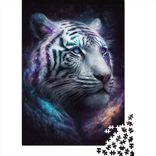 500-teiliges Puzzle für Kinder, Kunst, weißer Tiger, Galaxie, Puzzle-Sets für Familienpuzzle, Brain Challenge-Puzzle, 500-teilig (52 x 38 cm) von WXMMoney