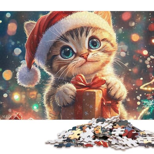 500-teiliges Puzzle für Kinder, Weihnachtskätzchen-Puzzle, Holzpuzzle für Erwachsene, Familienunterhaltungsspielzeug, 500 Teile (52 x 38 cm) von WXMMoney