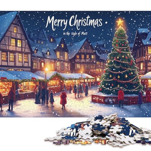 500-teiliges Puzzle für Kinder, Weihnachtsstadt-Puzzle für Kinder, Holzpuzzle, pädagogisches Spielzeug zum Stressabbau, Puzzle 500 Teile (52 x 38 cm) von WXMMoney