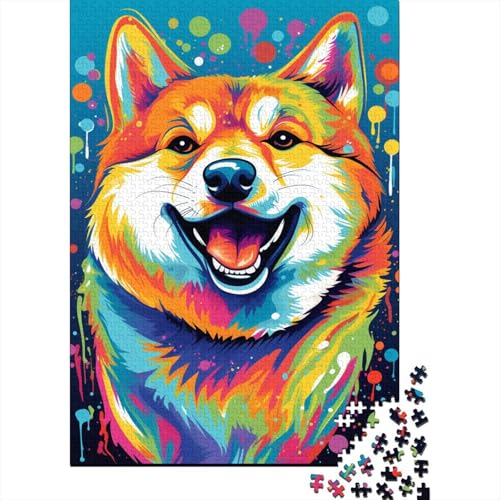 500-teiliges Puzzle für Kinder, farbenfrohes Shiba-Quadrat-Puzzle für Kinder und Holzbrett-Puzzle, Lernspiel, Herausforderungsspielzeug, 500 Teile (52 x 38 cm) von WXMMoney