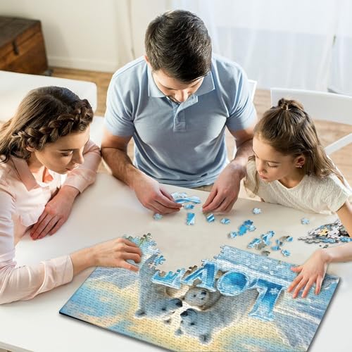 500-teiliges Puzzle für Kinder, quadratisches Puzzle „Frohe Weihnachten“ für Kinder und Holzpuzzle, Lernpuzzle, Familienspiel, 500 Teile (52 x 38 cm) von WXMMoney