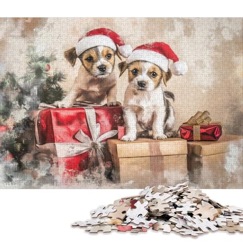 500-teiliges Puzzle für Kinder, quadratisches Weihnachtswelpen-Puzzle für Kinder und Holzpuzzle, Lernpuzzle, Familienspiel, 500 Teile (52 x 38 cm) von WXMMoney