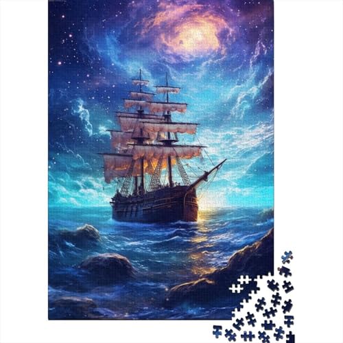 500-teiliges Puzzle für Kinder, schönes quadratisches Piratenschiff-Puzzle für Kinder und Holzbrett-Puzzle, Lernspiel, Herausforderungsspielzeug, 500 Teile (52 x 38 cm) von WXMMoney